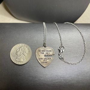 He Who Holds The Key Can Unlock My Heart Sterling Heart Pendant. Signed TK